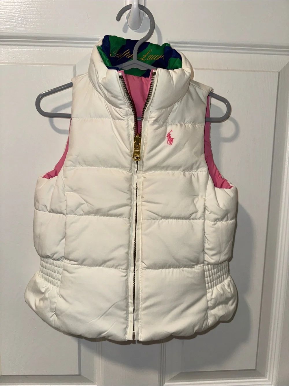 Ralph Lauren Pink Puffer Vest reversible Size 2t